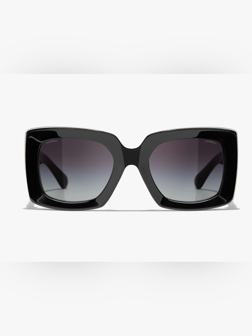 CHANEL Black Oversized Square Sunglasses with Gradient Lenses